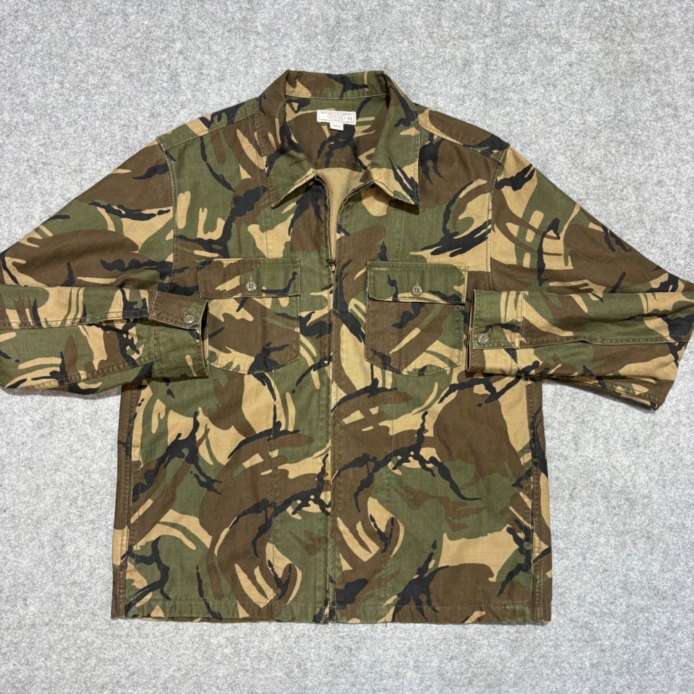 Wallace & Barnes Mens Camo Ripstop Zip Shirt Jacket Medium DPM Woodland Camo